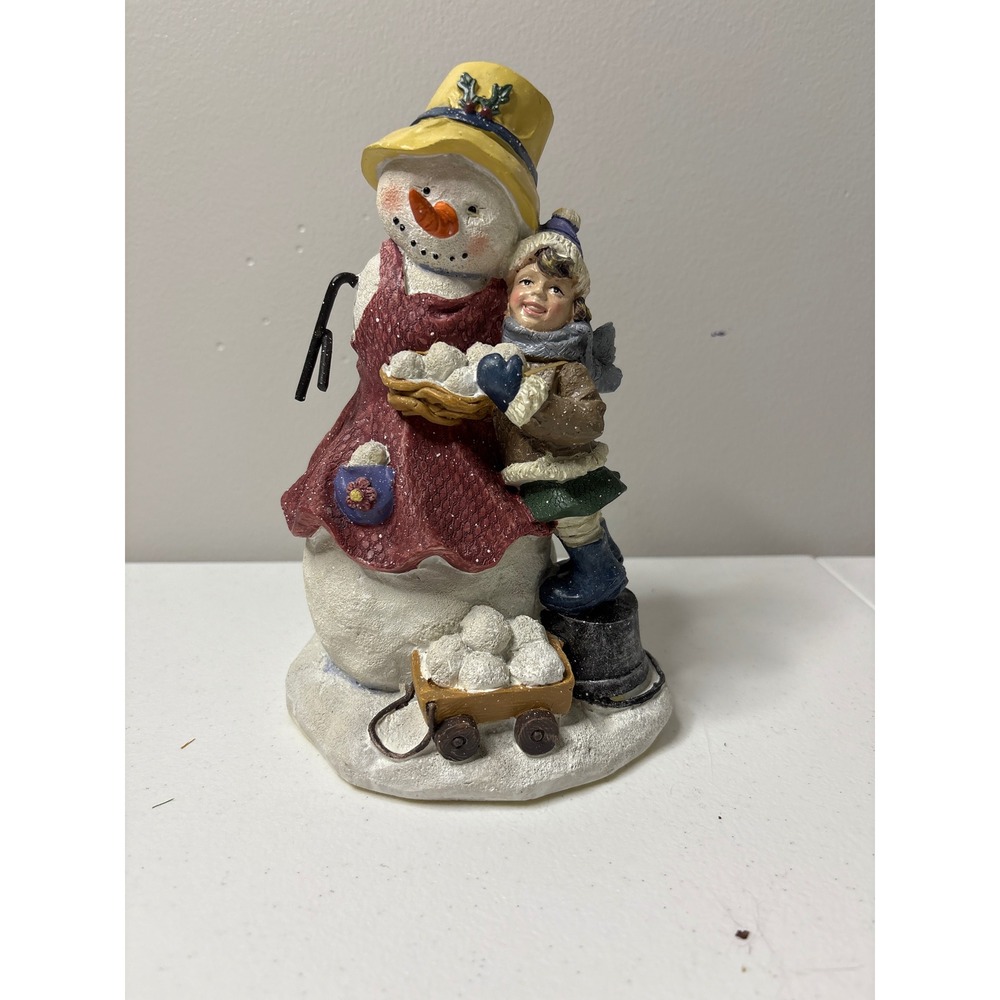 Nantucket Snowman Figurine Girl with Snowballs Winter‎ Christmas Decor